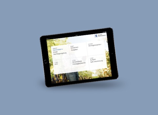 Zürcher Kantonalbank Pensionierungs-Check mit zwei iPads